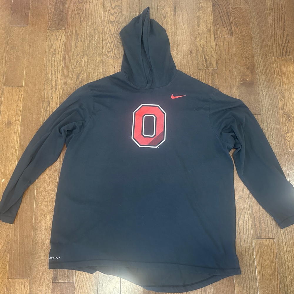 Nike dry-fit Ohio state hoodie- athletic cut. Black with scarlet. 3XL